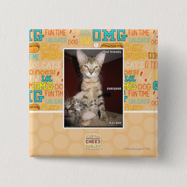 Badge Carré 5 Cm Amis d'idiot (Devant)