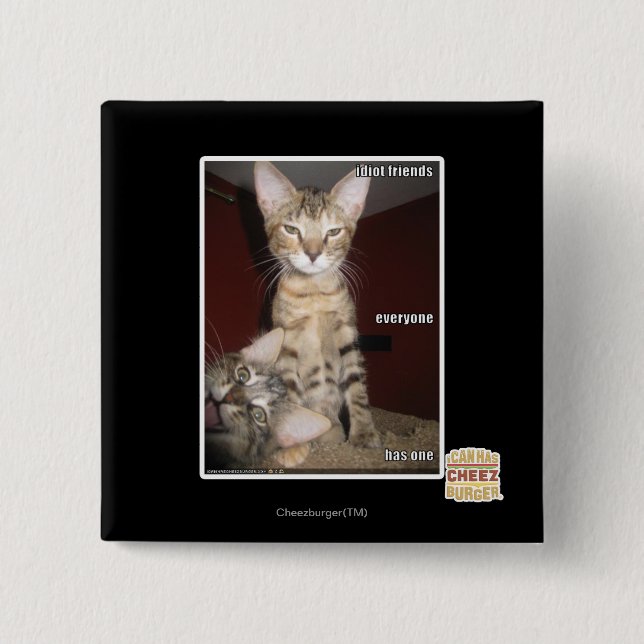 Badge Carré 5 Cm Amis d'idiot (Devant)