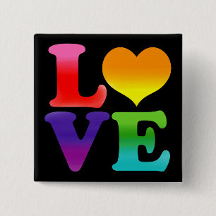 Badge Carré 5 Cm Amour arc-en-ciel