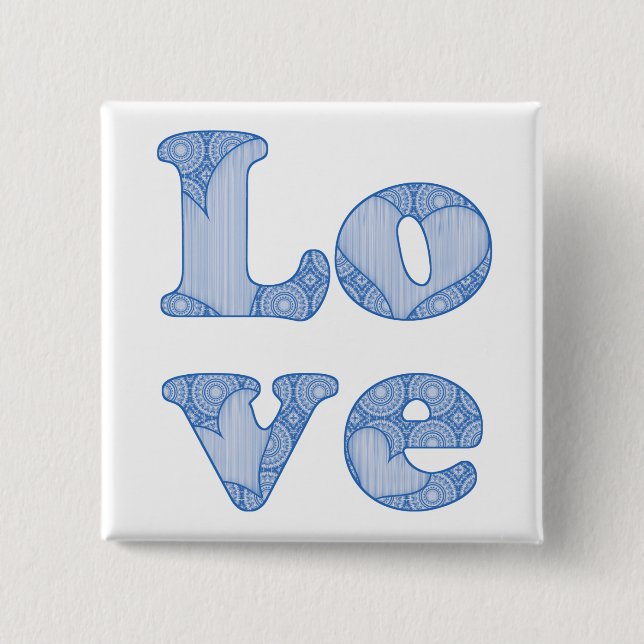 Badge Carré 5 Cm Amour - bouton (Devant)