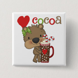 Badge Carré 5 Cm Amour de cacao d'ours de fille