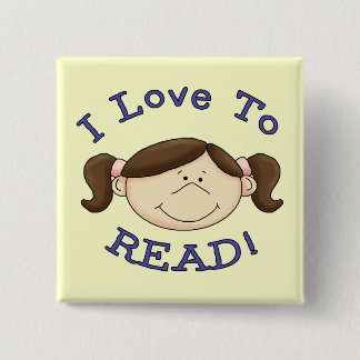 Badge Carré 5 Cm Amour de la fille I pour lire des T-shirts et des