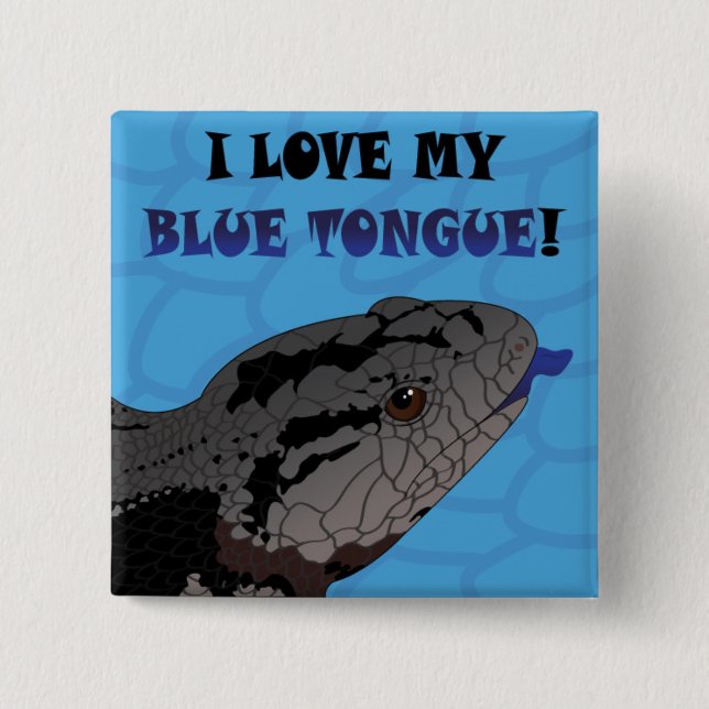 BADGE CARRÉ 5 CM AMOUR DE LANGUE BLEUE (Devant)