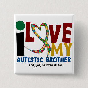 Badge Carré 5 Cm Amour de l'AUTISME I mon frère autiste 2