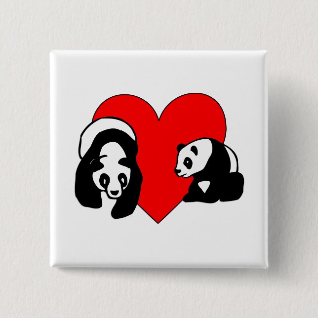 Badge Carré 5 Cm Amour de panda (Devant)