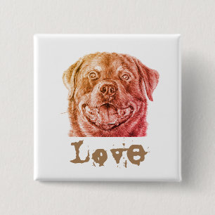 Badge Carré 5 Cm Amour de Rottweiler
