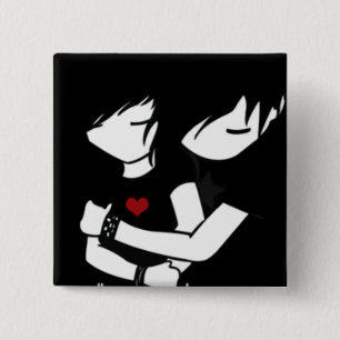 Badge Carré 5 Cm amour d'emo