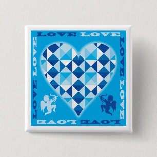 Badge Carré 5 Cm Amour (Diamant Bleu)