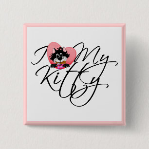 Badge Carré 5 Cm Amour du rose I mes T-shirts et cadeaux de Kitty