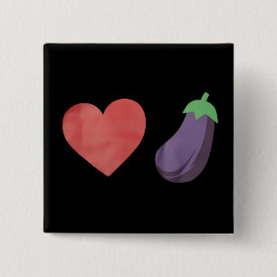 Badge Carré 5 Cm Amour Eggplant Funny Gay Pride LGBTQ