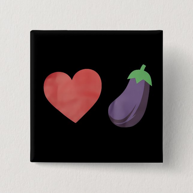 Badge Carré 5 Cm Amour Eggplant Funny Gay Pride LGBTQ (Devant)