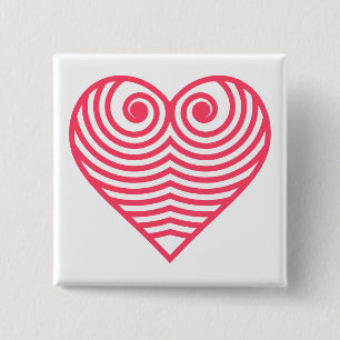 Badge Carré 5 Cm Amour Hypnotique – Cœur Contourné Minimaliste Roug