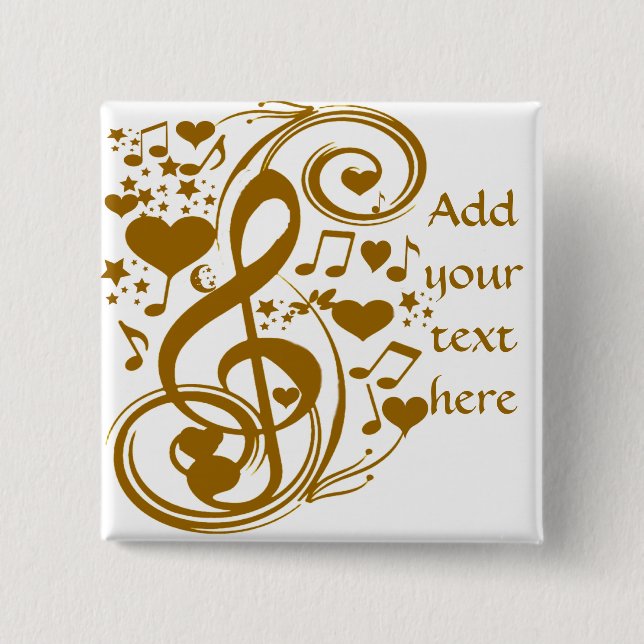 Badge Carré 5 Cm Amour & Joy-Gold_ (Devant)