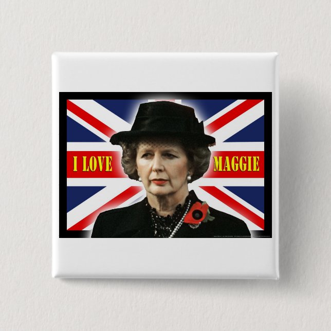 Badge Carré 5 Cm Amour Maggie de Margaret Thatcher I (Devant)