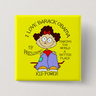 BADGE CARRÉ 5 CM AMOUR OBAMA D'ENFANTS