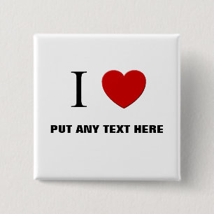 Badge Carré 5 Cm Amour personnalisable d'I "que n'importe quel