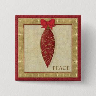 Badge Carré 5 Cm Amour rouge de décoration de Noël