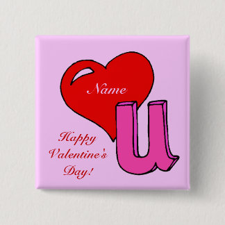 BADGE CARRÉ 5 CM AMOUR U