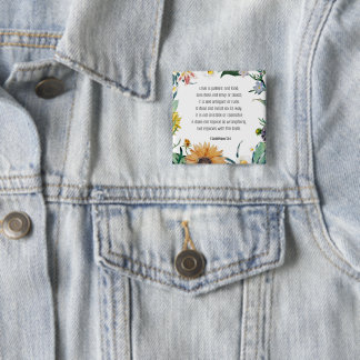 Badge Carré 5 Cm Amour, verset biblique 1 Co 13:4,