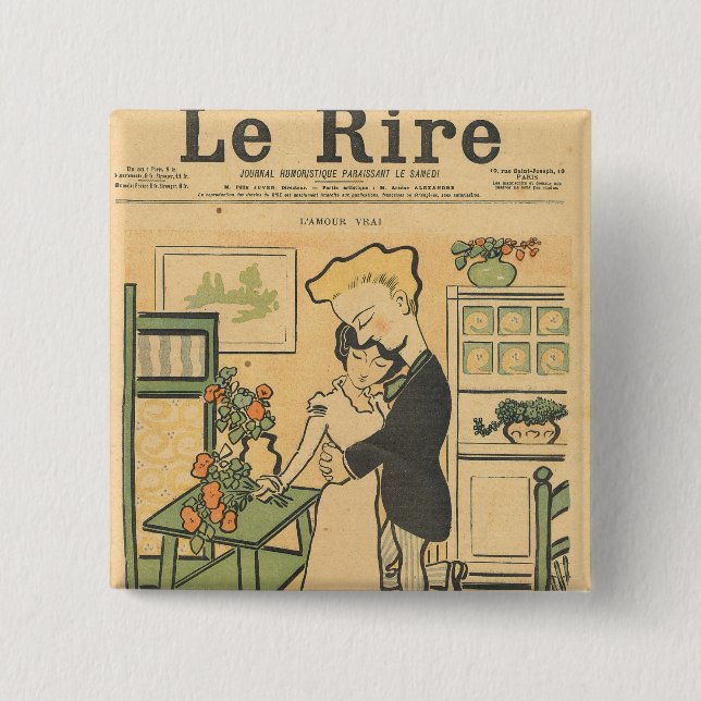 Badge Carré 5 Cm Amour vrai (Devant)