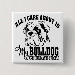 Badge Carré 5 Cm Amoureux de chiots mignons Sarcasme Drôle Bouledog