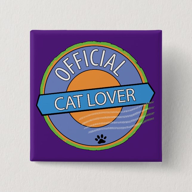 Badge Carré 5 Cm Amoureux des chats officiel (Devant)