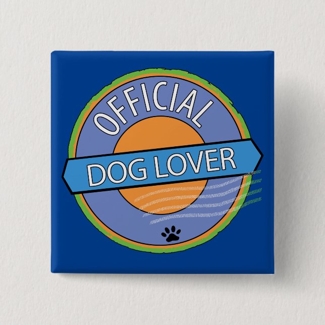 Badge Carré 5 Cm Amoureux des chiens officiel (Devant)