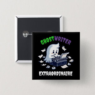 Badge Carré 5 Cm Amusant Écrivain Ghost Extraordinaire Cute Ghost