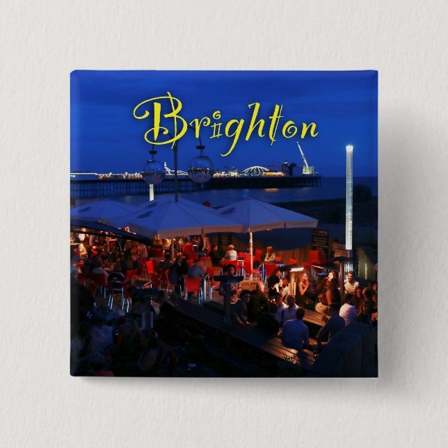 Badge Carré 5 Cm Amusez-vous à Brighton ! (Devant)