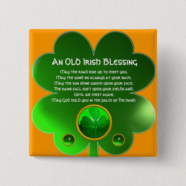 Badge Carré 5 Cm An Old Irish Blessing Shamrock (Devant)