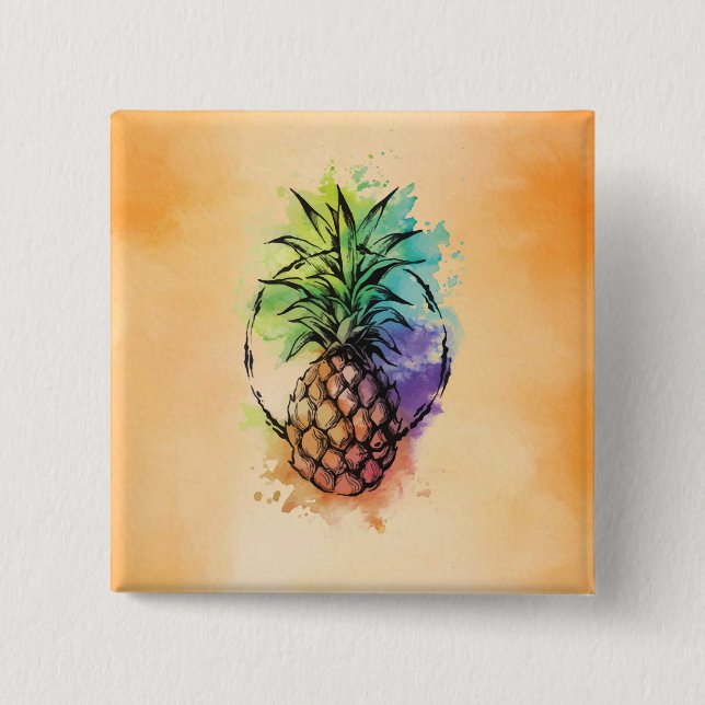 Badge Carré 5 Cm Ananas (Devant)