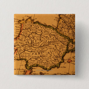 Badge Carré 5 Cm Ancienne carte d'Espagne
