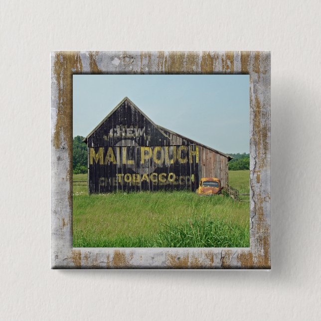 Badge Carré 5 Cm Ancienne grange Pochette de courrier Tabac publici (Devant)