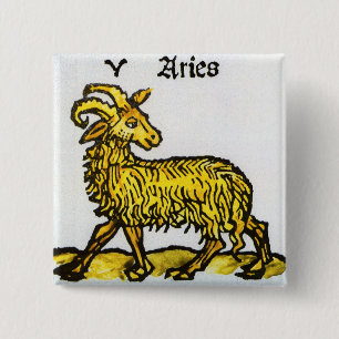 Badge Carré 5 Cm Anciens Signes du Zodiaque, Bélier le Bélier