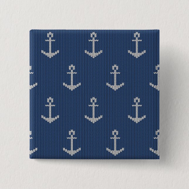 Badge Carré 5 Cm Ancre de la mer de Knit (Devant)