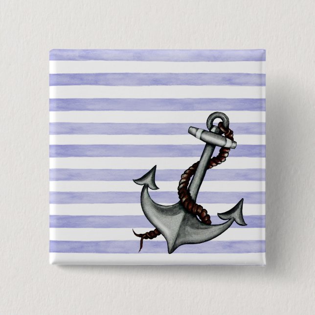 Badge Carré 5 Cm Ancre du navire nautique (Devant)