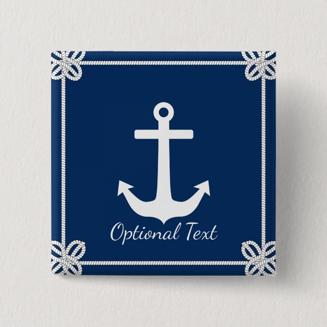 Badge Carré 5 Cm Ancre en corde Frame Nautique (Devant)