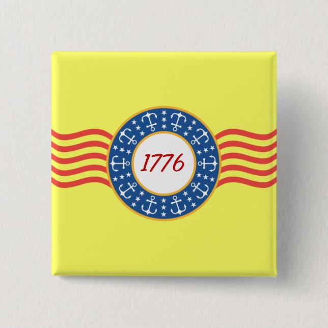 Badge Carré 5 Cm Ancres et étoiles - (Devant)