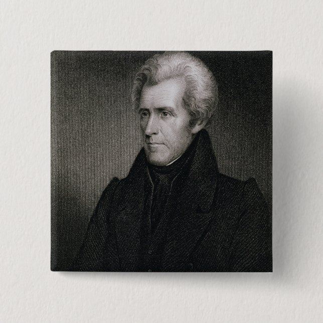 Badge Carré 5 Cm Andrew Jackson (gravure) (Devant)