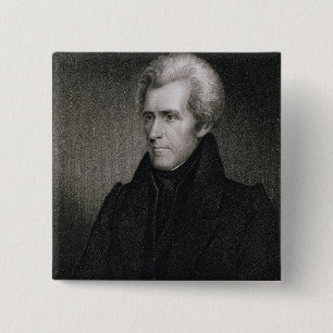 Badge Carré 5 Cm Andrew Jackson (gravure)