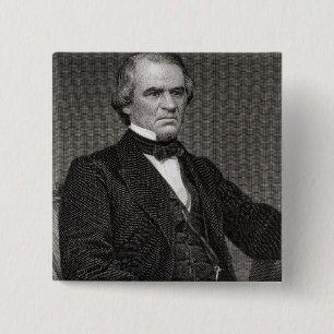 Badge Carré 5 Cm Andrew Johnson, gravé d'une photographie par Thom
