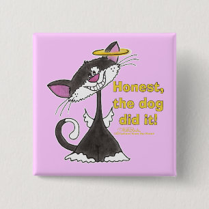 Badge Carré 5 Cm Ange de chat