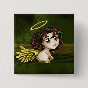 Badge Carré 5 Cm Ange de houx