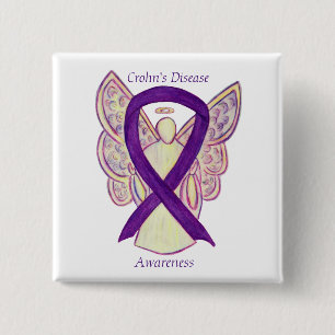 Badge Carré 5 Cm Ange de sensibilisation à la maladie de Crohn Épin