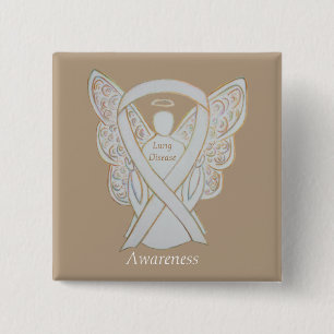 Badge Carré 5 Cm Ange de sensibilisation à la maladie pulmonaire Bl