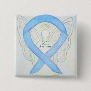 Badge Carré 5 Cm Ange de sensibilisation à la maladie thyroïdienne 