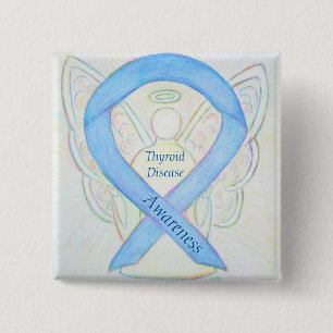 Badge Carré 5 Cm Ange de sensibilisation à la maladie thyroïdienne 