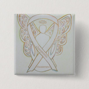 Badge Carré 5 Cm Ange de sensibilisation à l'ostéoporose Blanc Ruba