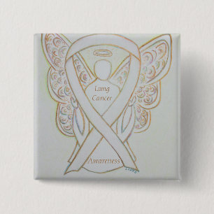 Badge Carré 5 Cm Ange de sensibilisation au cancer du poumon Ribbon