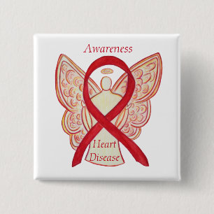 Badge Carré 5 Cm Ange de sensibilisation aux maladies cardiaques Ép